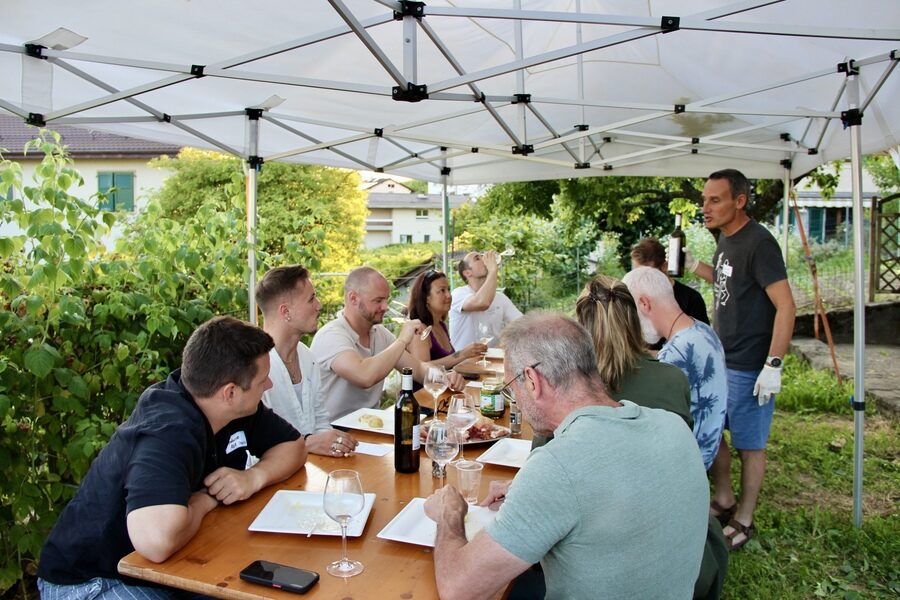 Dégustation des vins Laurent Berthet dans son domaine du Lavaux.